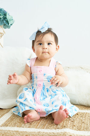 Marine creature print dress mom & me