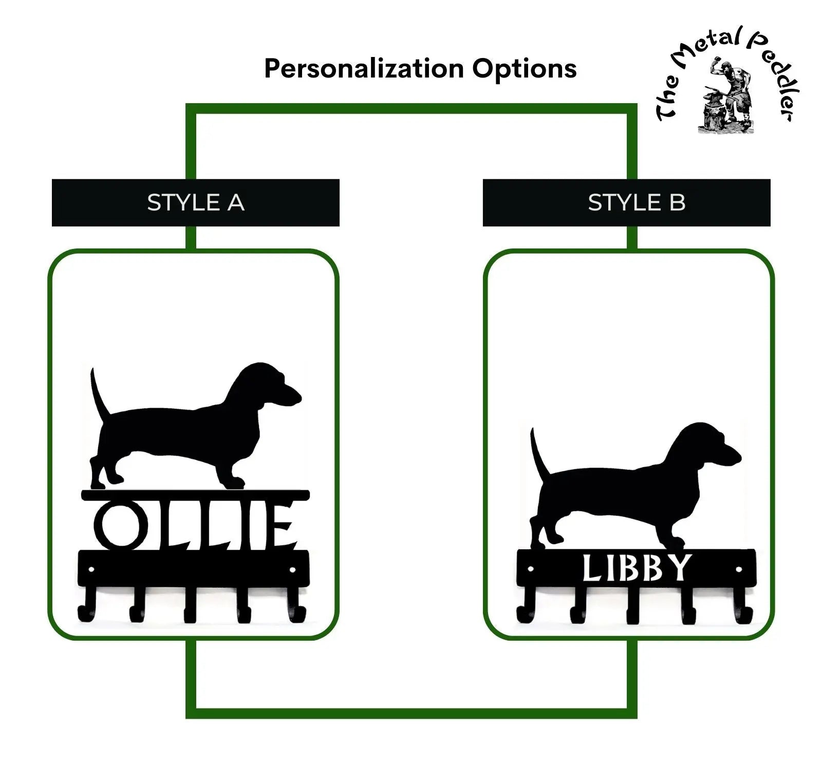 Dachshund Personalized Key and Leash Holder -  5 Hooks