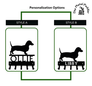 Dachshund Personalized Key and Leash Holder -  5 Hooks