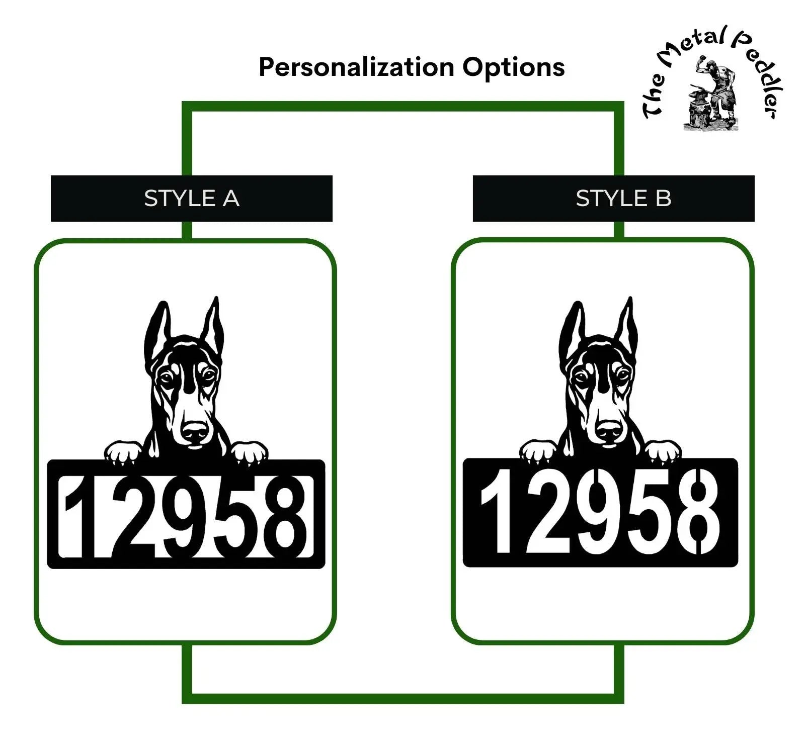 Doberman #1 Address Sign - Detailed Dog Design with Custom House Numbers