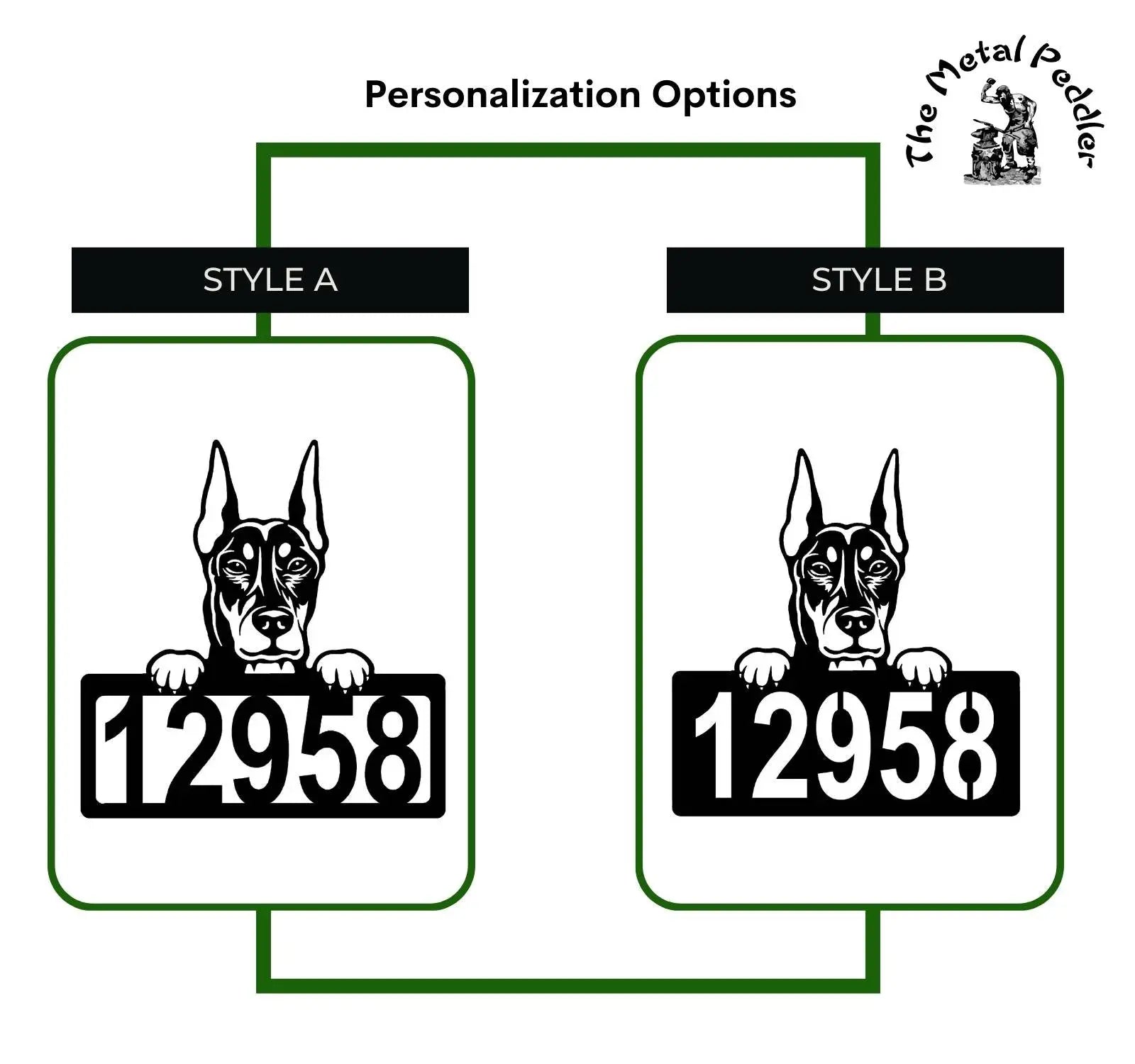 Doberman #2 Address Sign - Detailed Dog Design with Custom House Numbers