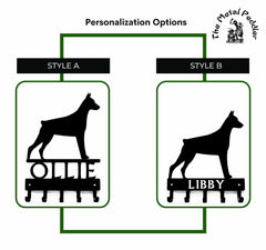 Doberman Pinscher Personalized Key Holder and Leash Hanger -  5 Hooks