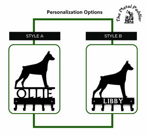 Doberman Pinscher Personalized Key Holder and Leash Hanger -  5 Hooks