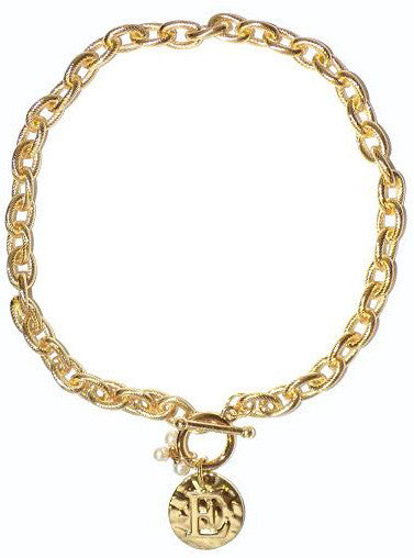 Mainstreet Collection MSC Monogram Disc Necklace - Letter E (MDPP/9100-1 E)