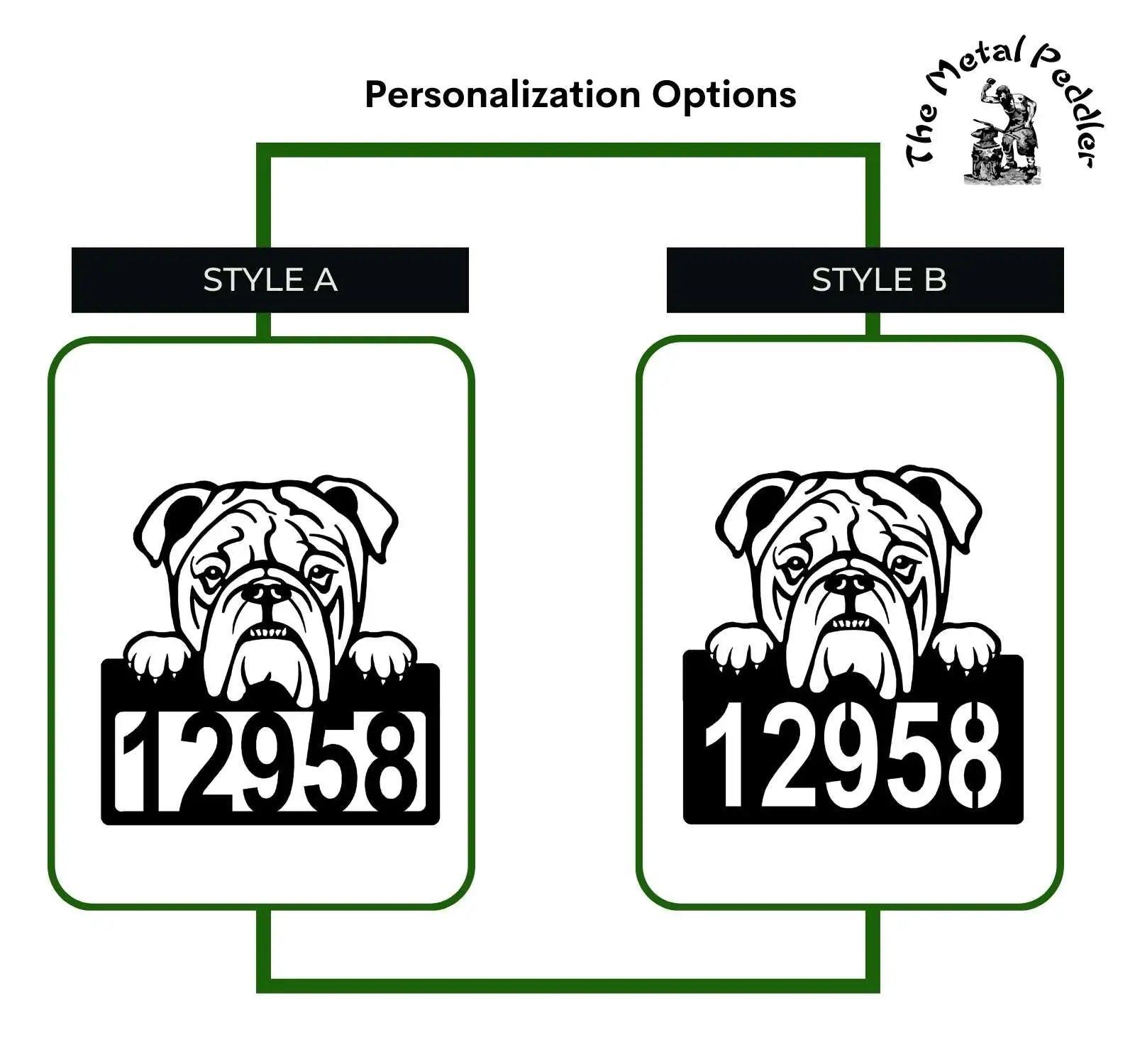 English Bulldog Address Sign - Detailed Dog Design with Custom House Numbers