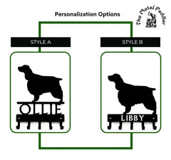 English Springer Spaniel Personalized Key Hanger and Leash Holder -  5 Hooks