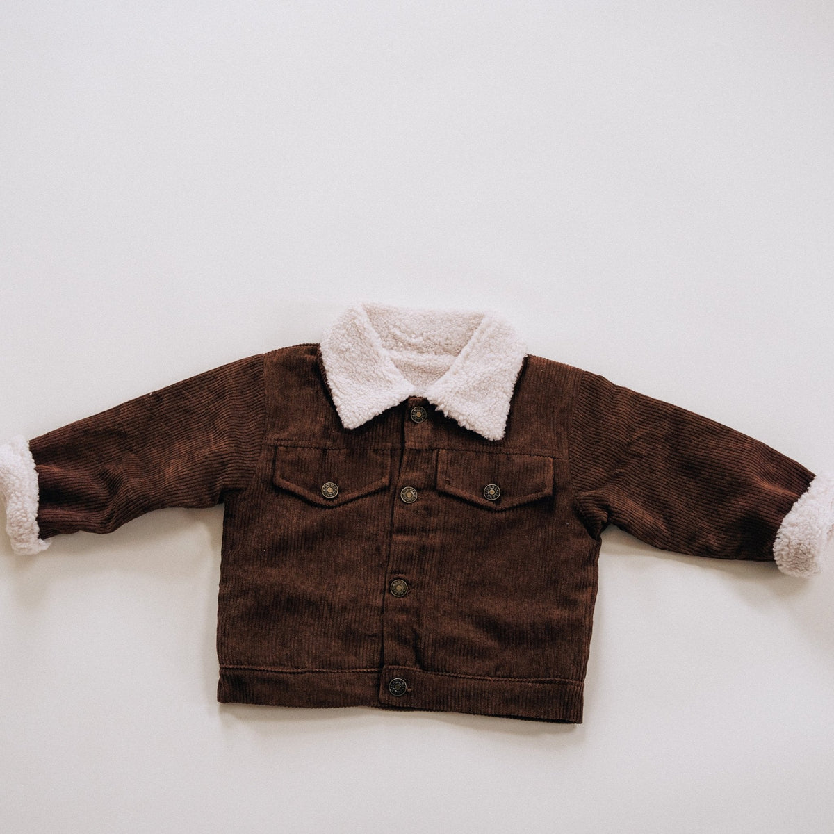 Sherpa Collar Coffee Brown Corduroy Jacket-Child