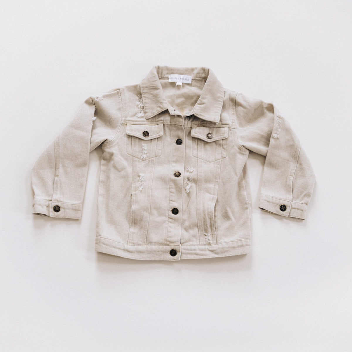 Khaki Distressed Denim Jean Jacket - Child