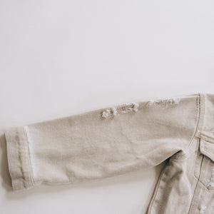 Khaki Distressed Denim Jean Jacket - Infant