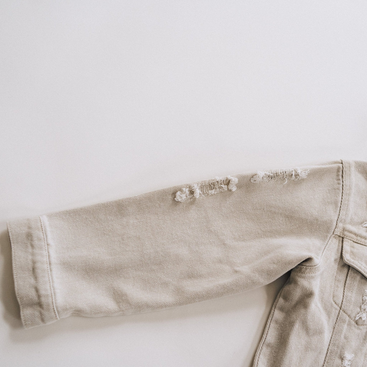 Khaki Distressed Denim Jean Jacket - Child