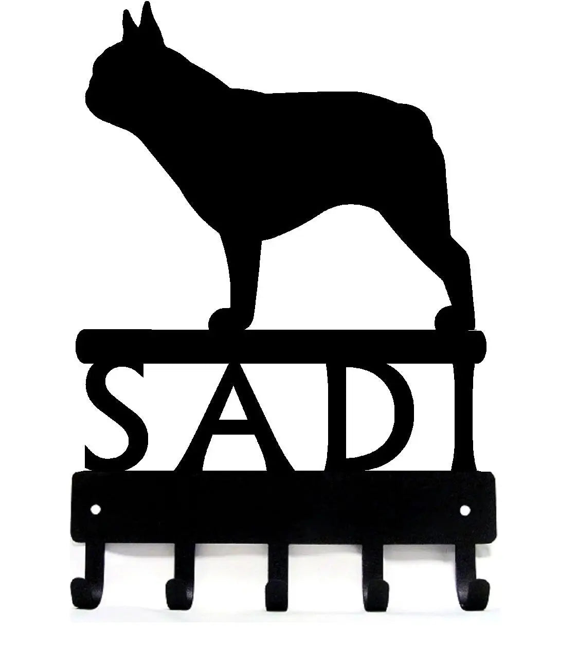 French Bulldog Personalized Key and Leash Holder -  5 Hooks