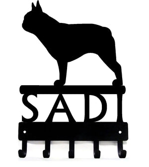 French Bulldog Personalized Key and Leash Holder -  5 Hooks