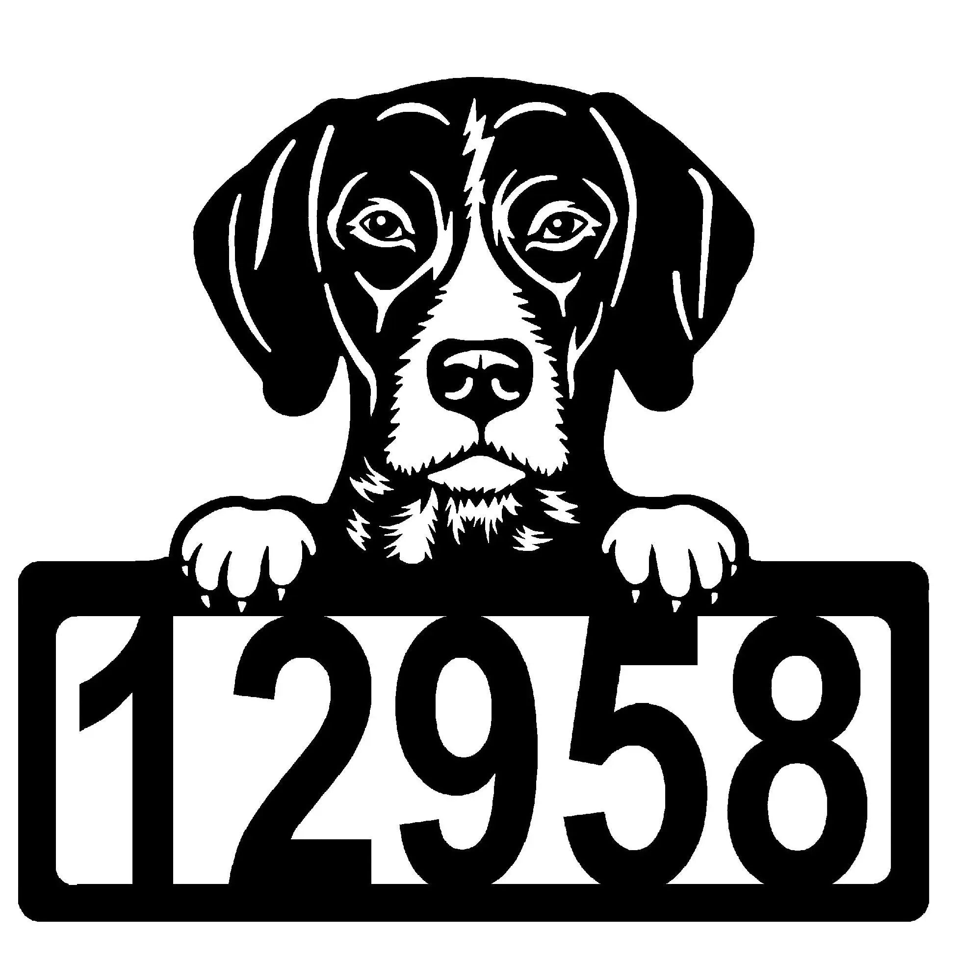 GSP Address Sign - Detailed Dog Design with Custom House Numbers