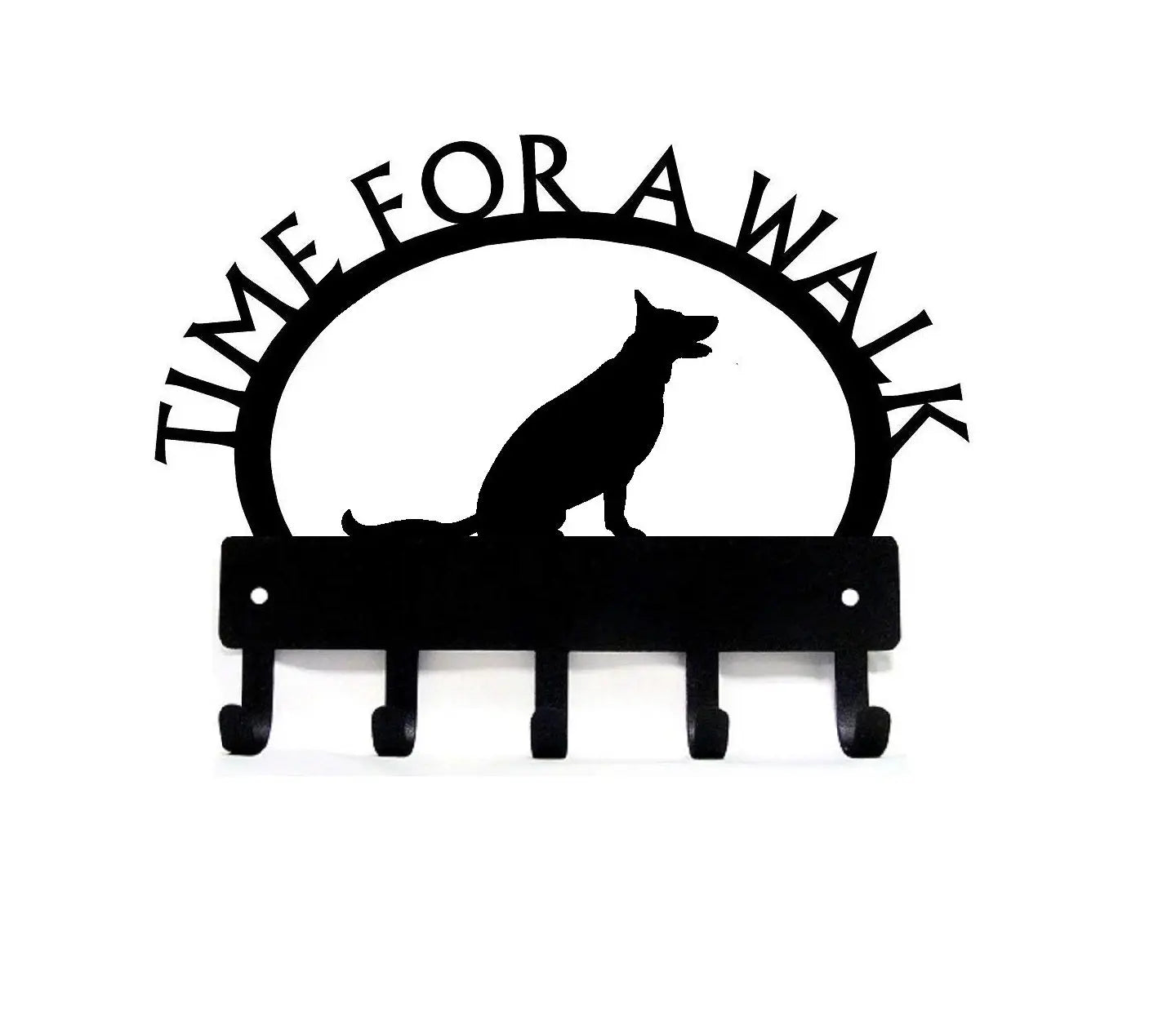 German Shepherd (Sitting) TIME FOR A WALK Dog Key Rack & Leash Holder