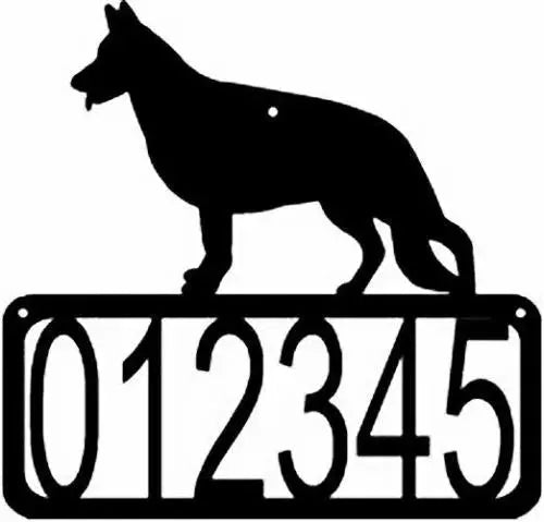 German Shepherd Standing Dog House Address Sign