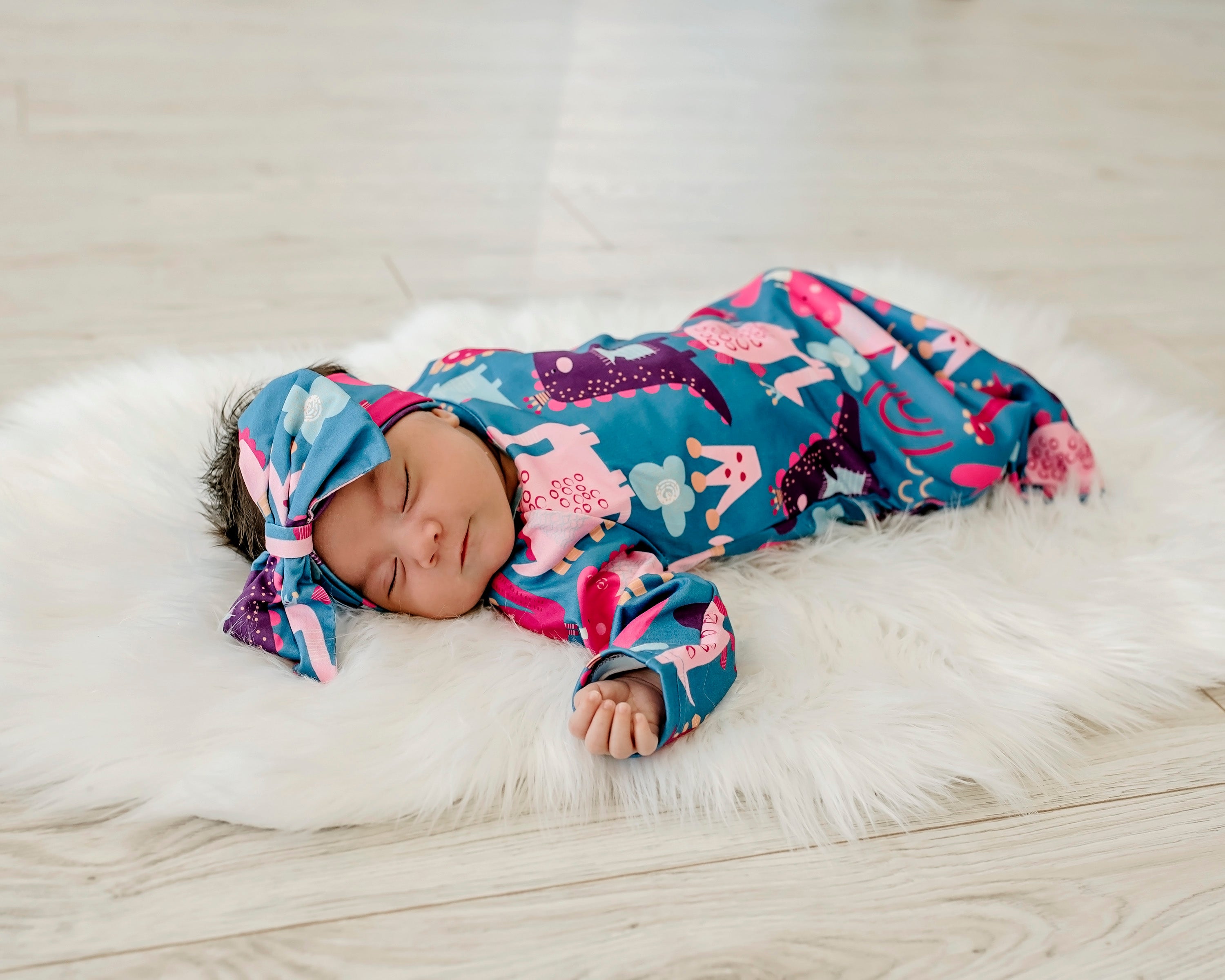 Girl Dino Baby Gown