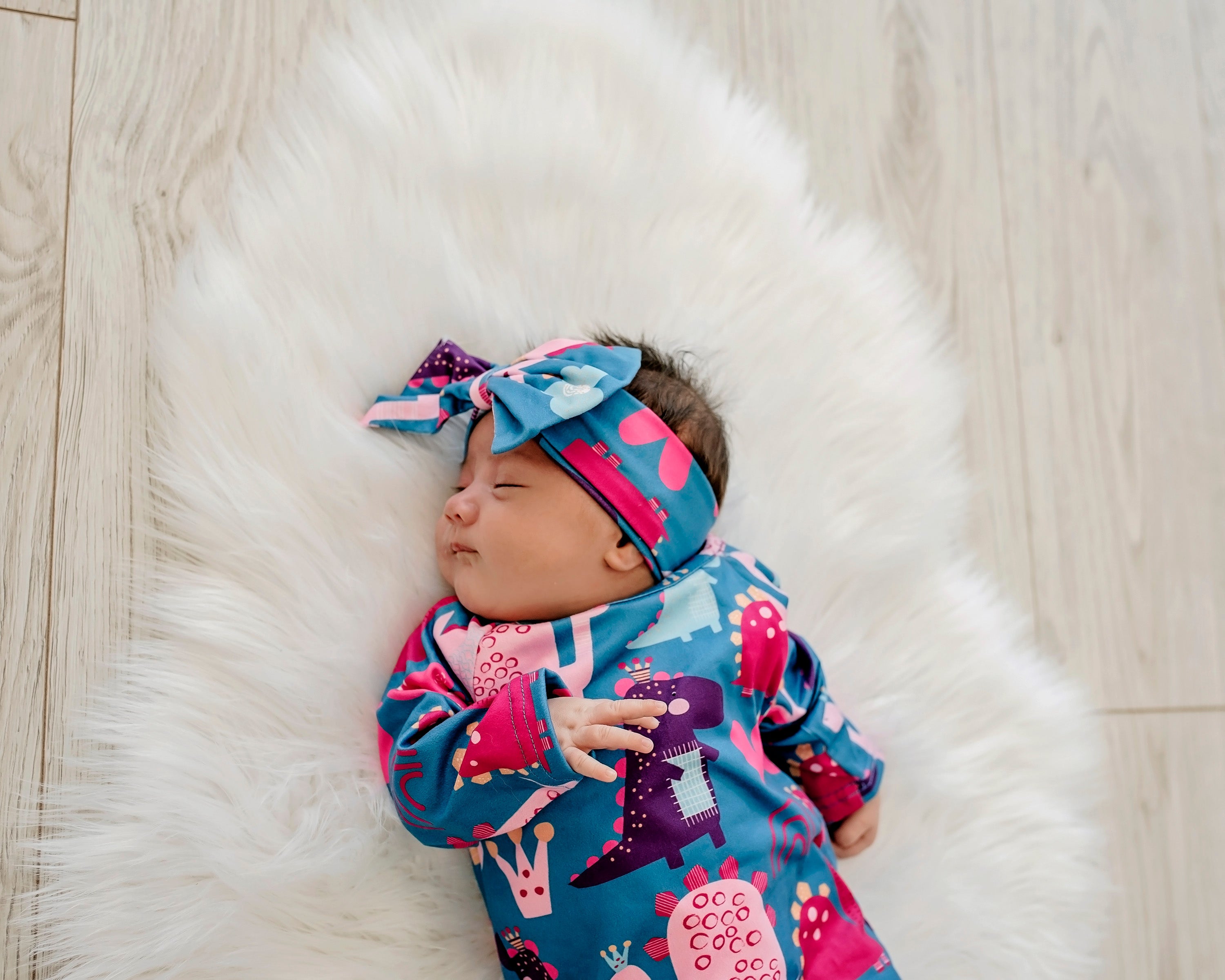 Girl Dino Baby Gown