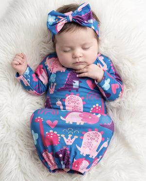 Girl Dino Baby Gown