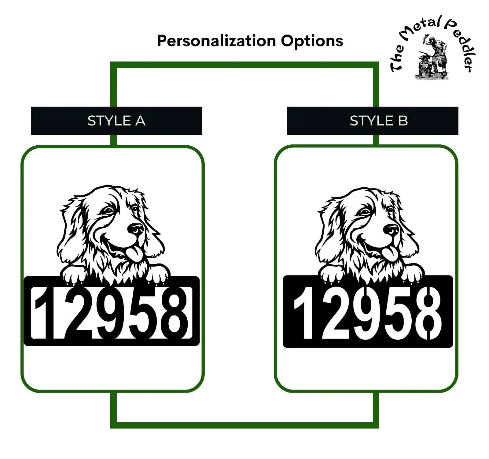 Golden Retriever #1 Address Sign - Detailed Dog Design with Custom House Numbers