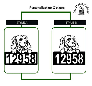Golden Retriever #1 Address Sign - Detailed Dog Design with Custom House Numbers