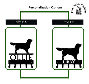 Golden Retriever Personalized Key and Leash Holder -  5 Hooks