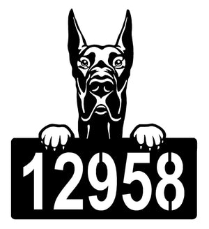 Great Dane Address Sign - Detailed Dog Design with Custom House Numbers