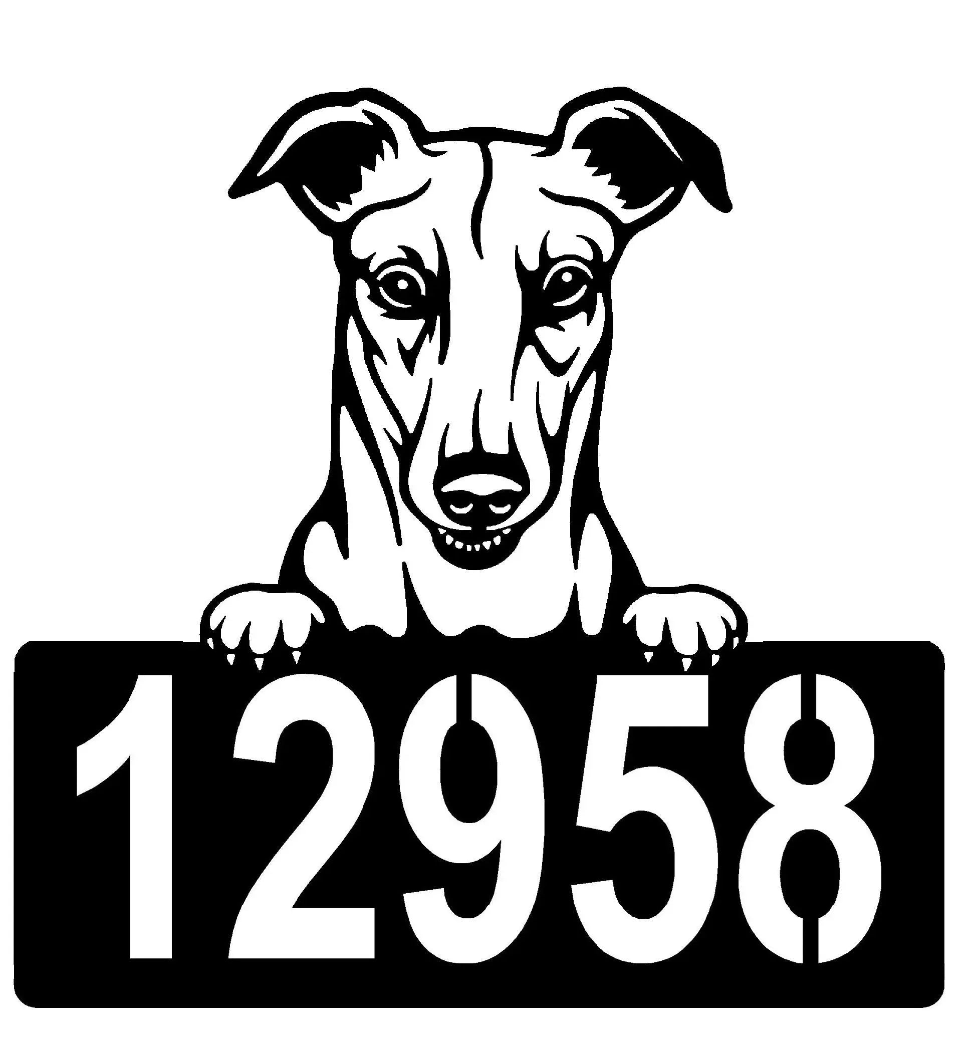 Greyhound Address Sign - Detailed Dog Design with Custom House Numbers