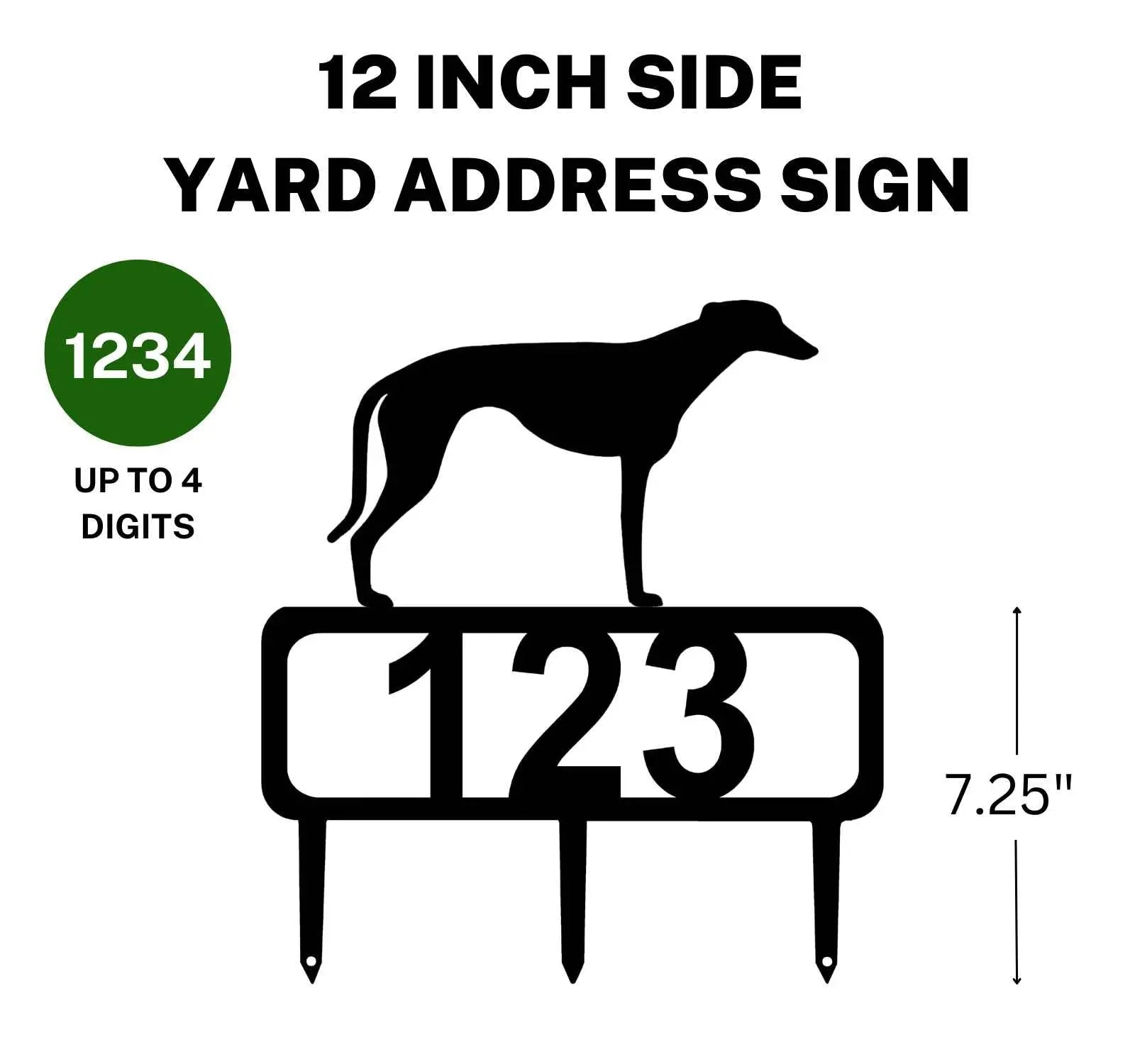 Greyhound Yard Address Sign with Stakes