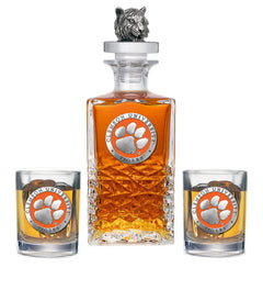 Clemson University Heritage Decanter with 3D Top & 2 Glasses