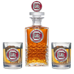 University of South Carolina Gamecocks Heritage Decanter with 3D Top & 2 Glasses