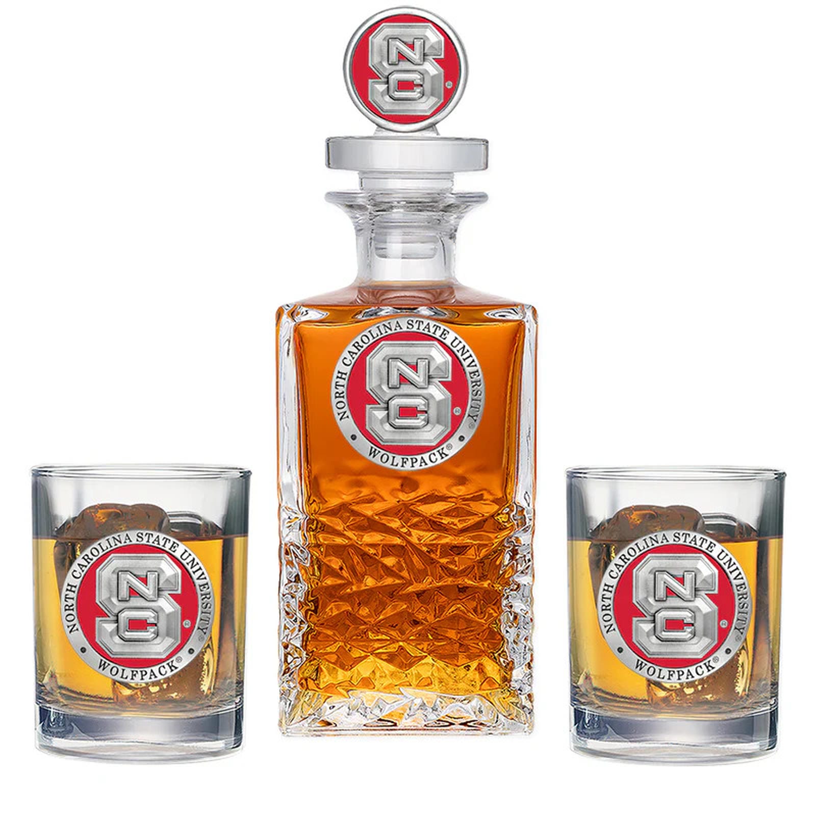North Carolina State University Heritage Decanter with 3D Top & 2 Glasses
