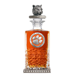 Clemson University Heritage Decanter w/ Tiger Head 3D Top-Diamond Accents