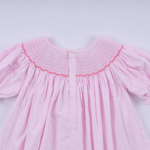Pink christmas tree hand smocked dress