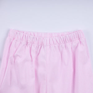 Pink christmas tree hand smocked ruffle pants set