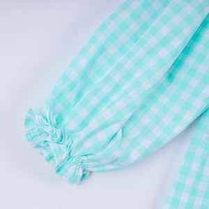 Mint christmas nutcracker hand smocked gingham ruffle pants set