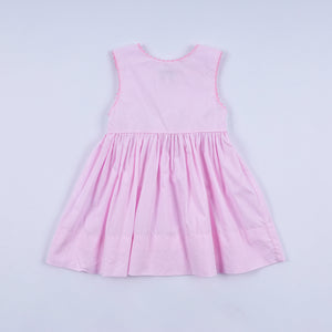Pink princess hand smocked plaid dress