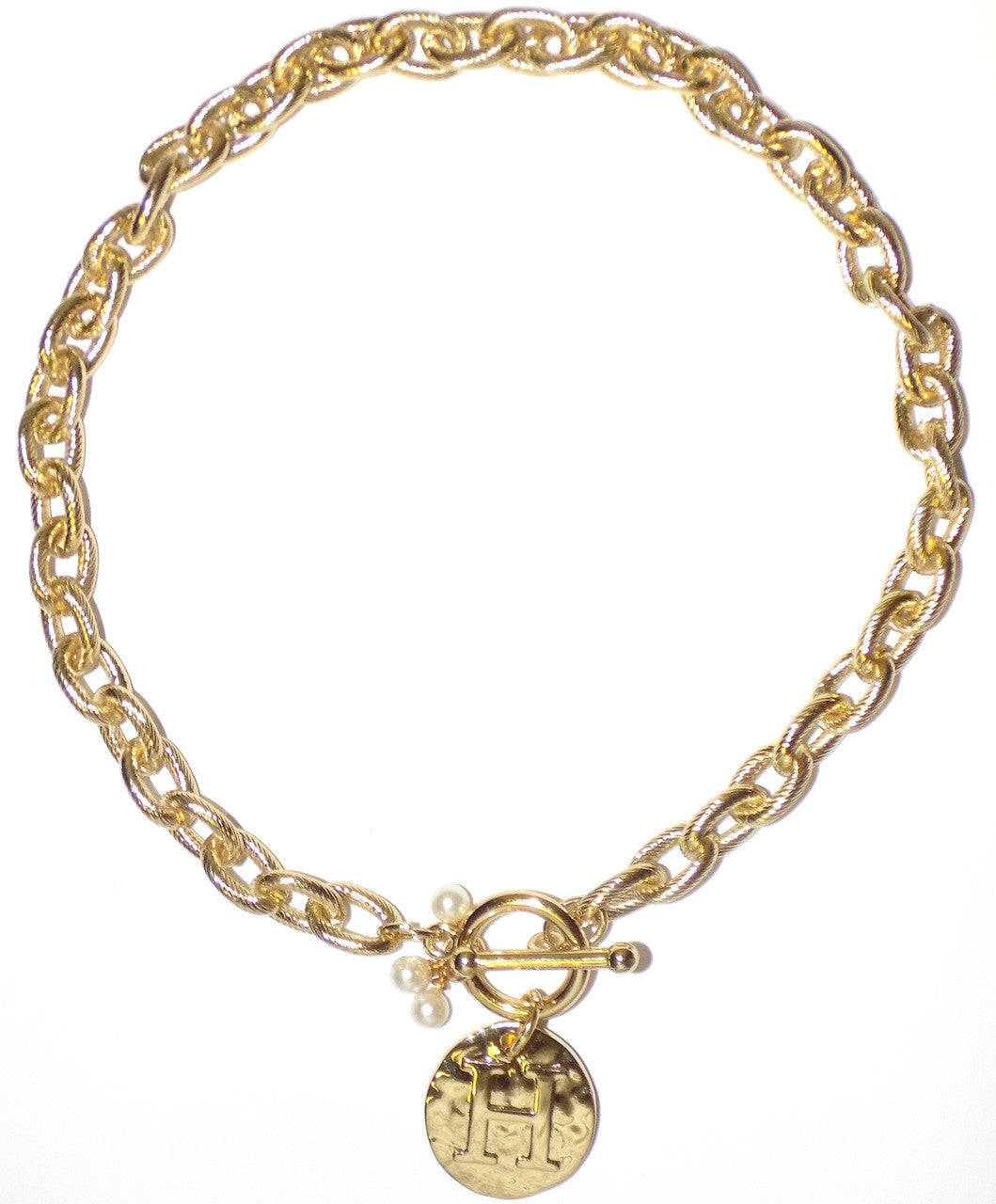 Main Street Collection MSC Monogram Disc Necklace - Letter H (MDPP/9100-1)