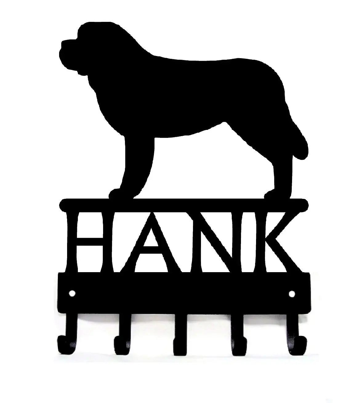 Saint Bernard Dog Key Holder Leash Hanger with Personalized Name