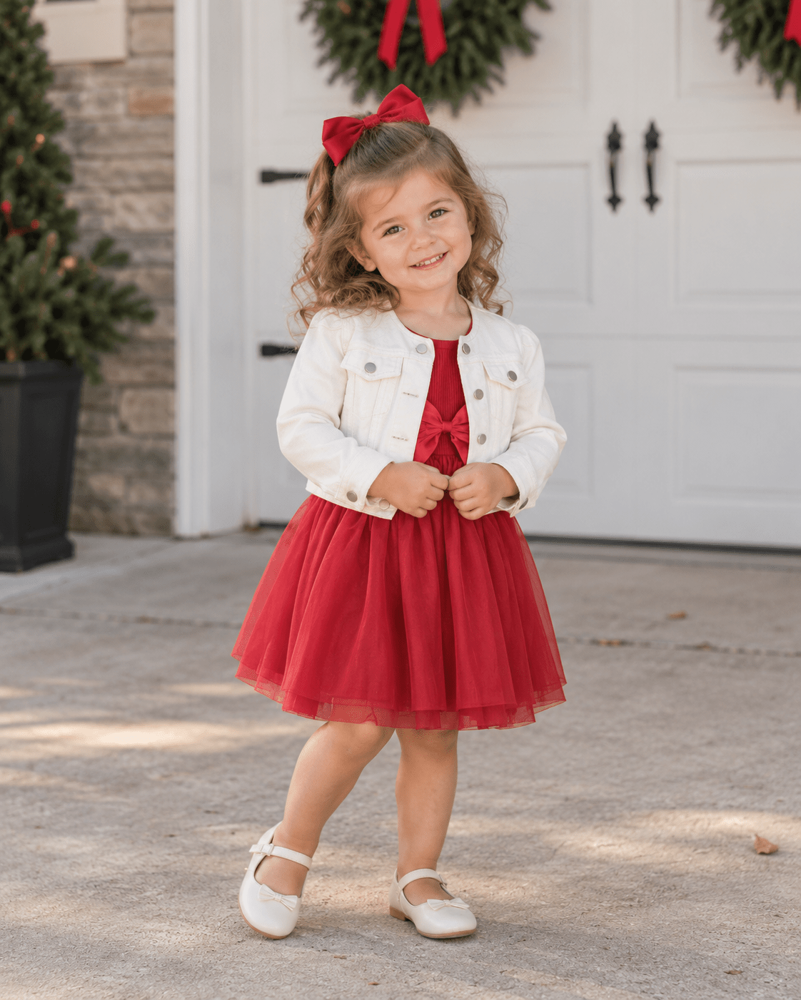 Ivory Cropped Denim Jacket - Child