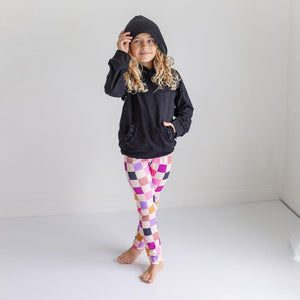 Dark Gray Check Hoodie Set