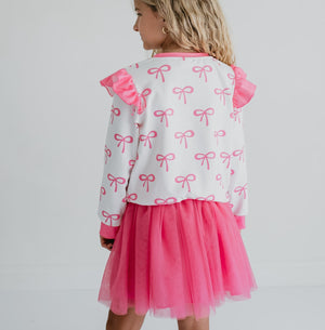 Hot Pink Bow Skirt Set