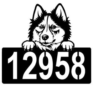 Husky Address Sign - Detailed Dog Design with Custom House Numbers