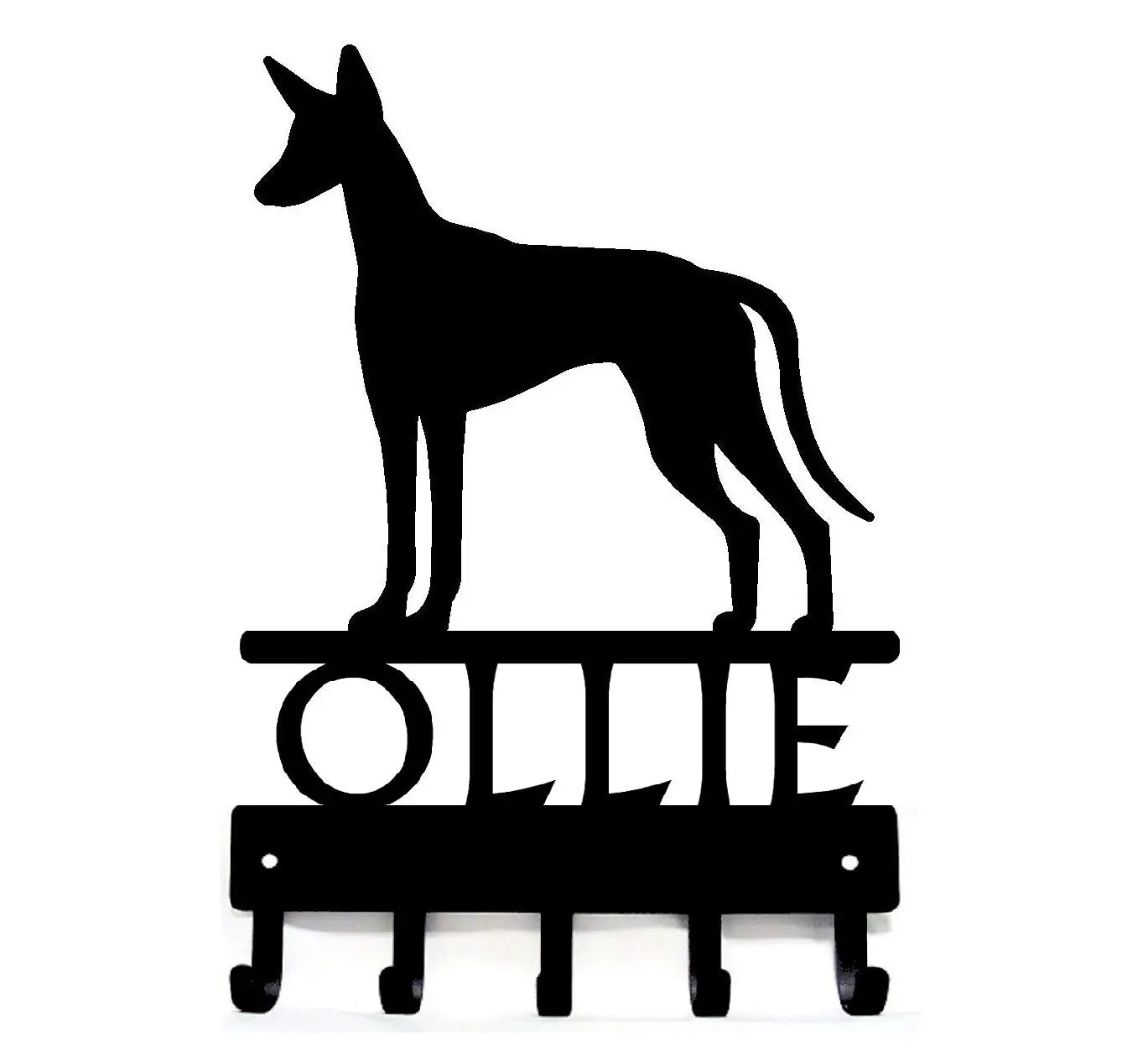 Ibizan Hound Dog key rack/ leash hanger with custom name