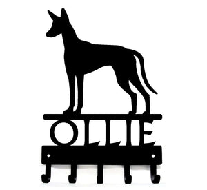 Ibizan Hound Dog key rack/ leash hanger with custom name