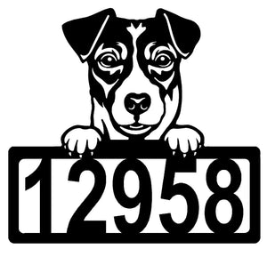 Jack Russell #1 Address Sign - Detailed Dog Design with Custom House Numbers