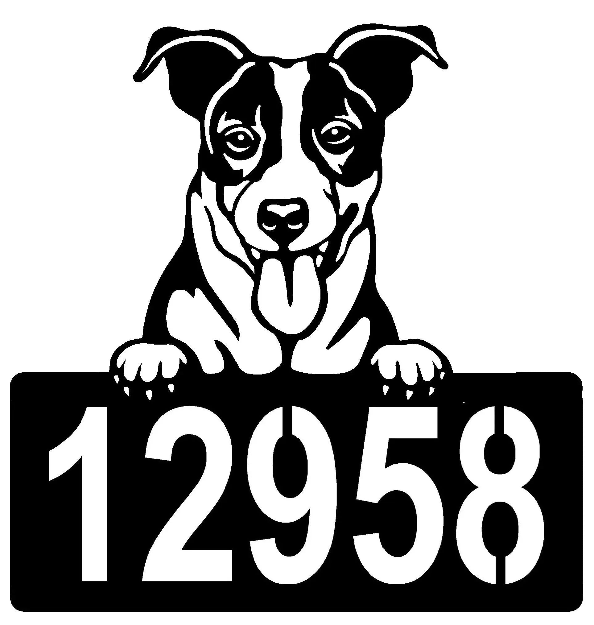 Jack Russell #2 Address Sign - Detailed Dog Design with Custom House Numbers