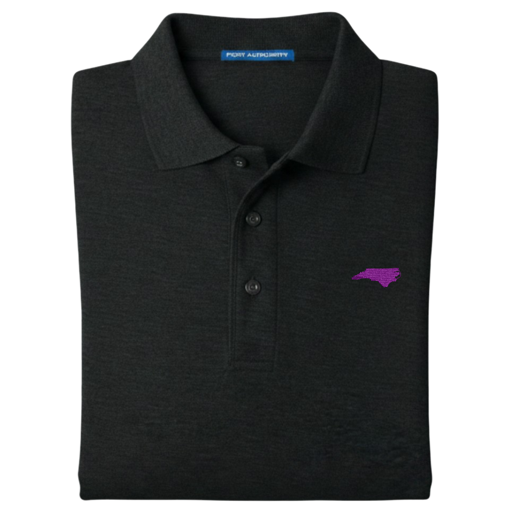 State of North Carolina Polo Shirt - Black (Available in Different Thread Colors)