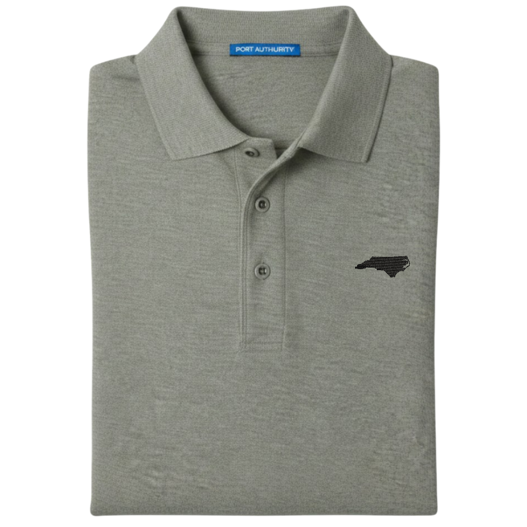 State of North Carolina Polo Shirt - Cool Grey (Available in Different Thread Colors)