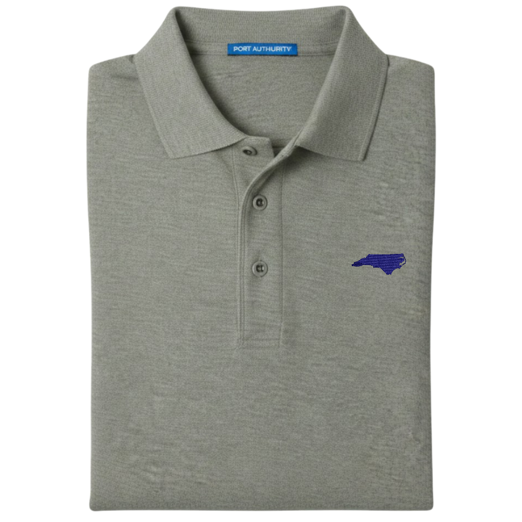 State of North Carolina Polo Shirt - Cool Grey (Available in Different Thread Colors)