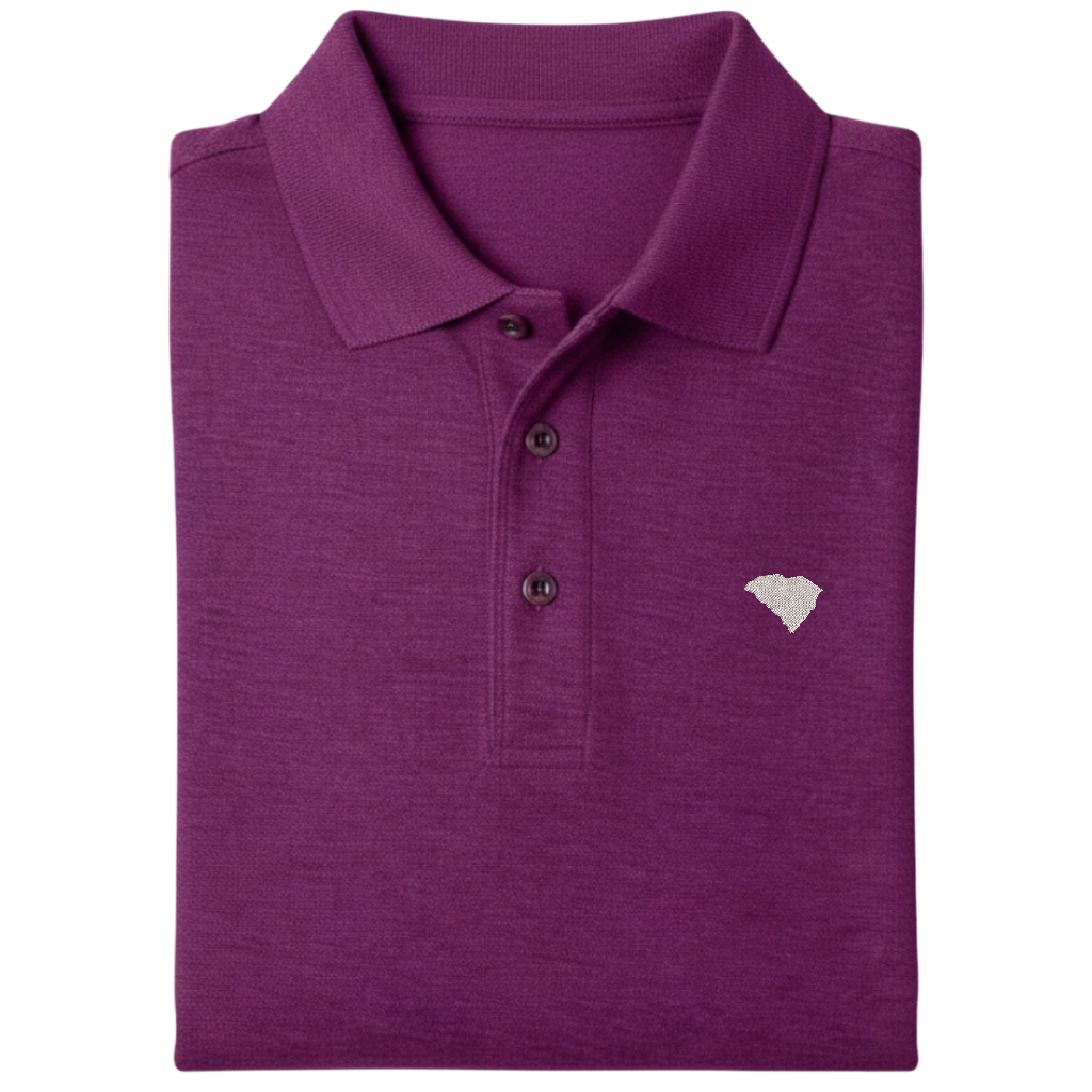 State of South Carolina Polo Shirt - Deep Berry (Available in Different Thread Colors)